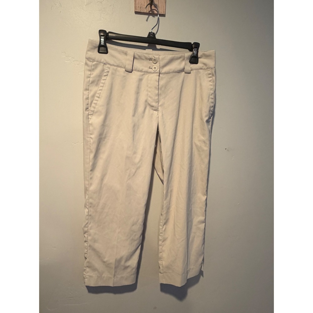 Nike Golf Tour Performance Dri-FIT Pants Beige Capri Trousers Womens Size 4